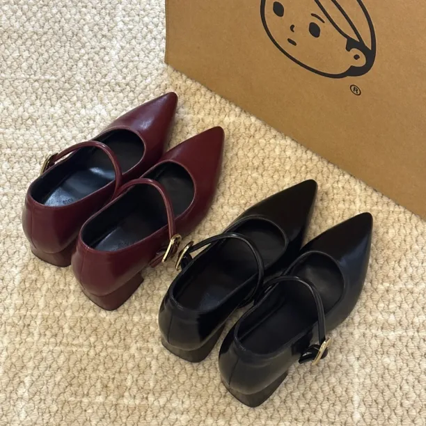 晚睡兰·内增高7cm尖头软皮通勤日常芭蕾风百搭女高级感尖头平底鞋