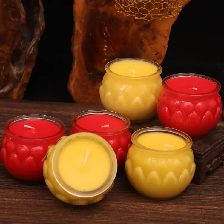 24小时平口莲花家用蜡烛温茶灯无烟无异味红色黄色环保批发