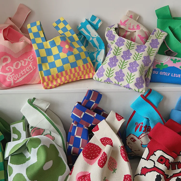 手提袋上班专用ins风背心包针织手拎女款手提包外出便捷携小包包