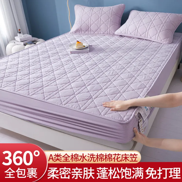 品牌100全棉床笠罩防滑全包床单垫子保护套加厚纯棉夹花四季通用