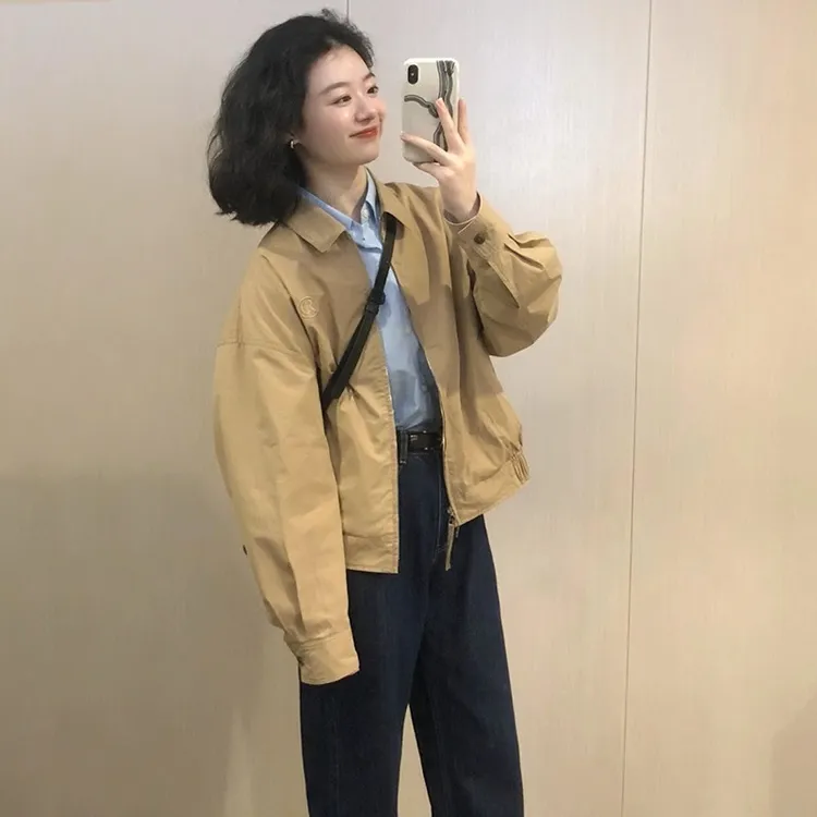 2025年春秋新款女盐系轻熟风高级感学院风超好看复古短款夹克外套