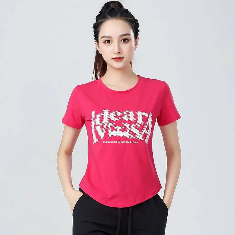 XVRV2025夏季新款短袖上衣跳舞健身休闲服跳操运动服装