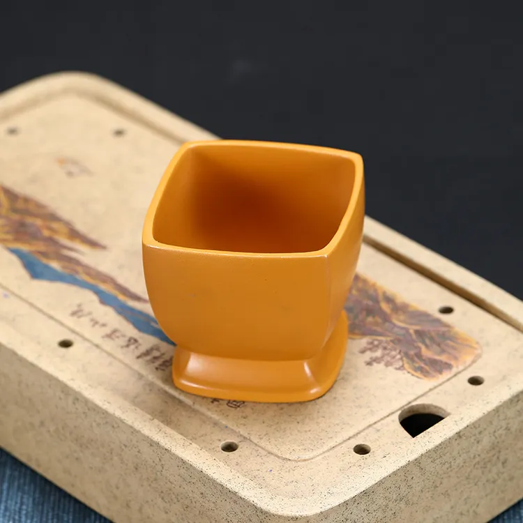 宜兴紫砂主人杯四角品茗茶具茶道配件紫泥段泥厂家直销家用新品