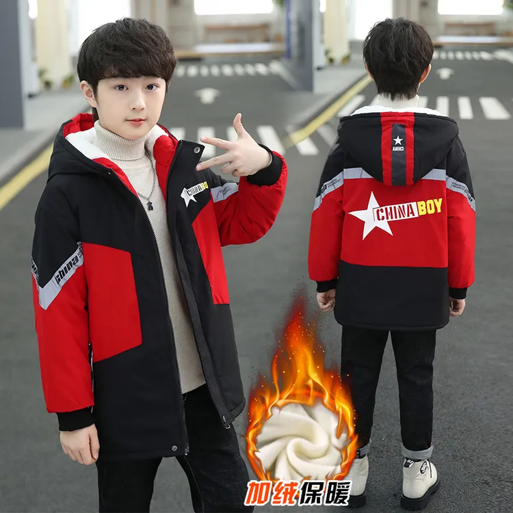 男童秋冬风衣冬季外套2025新款男孩帅气加厚中大童韩版派克服棉衣