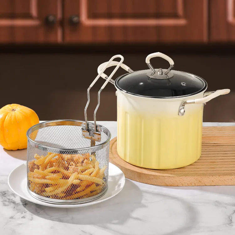 【高颜值】升级款奶呼呼多功能炸炸壶家用省油防溅防烫油炸锅带滤网商品图
