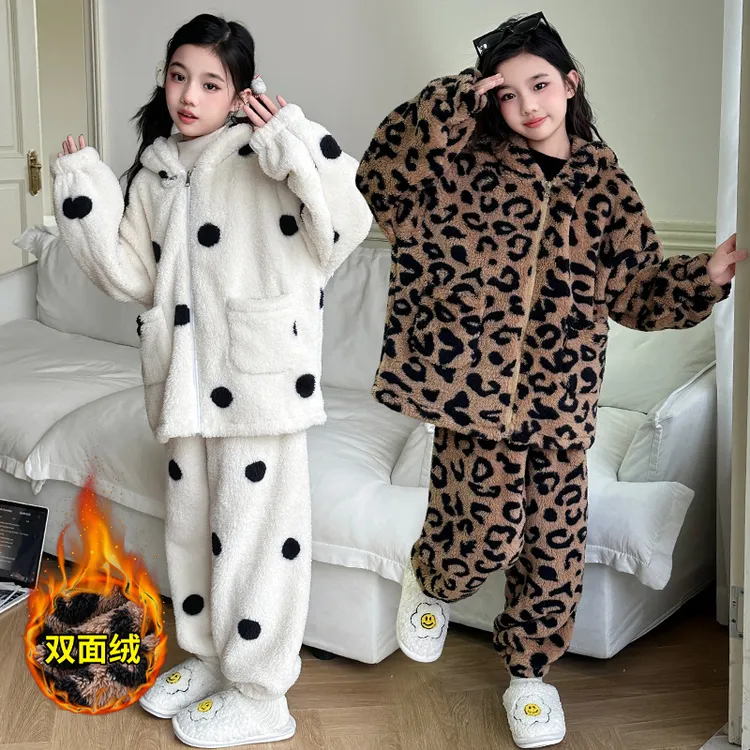 女童睡衣套装冬季6-12岁15岁中大儿童洋气长袖保暖加绒加厚家居服