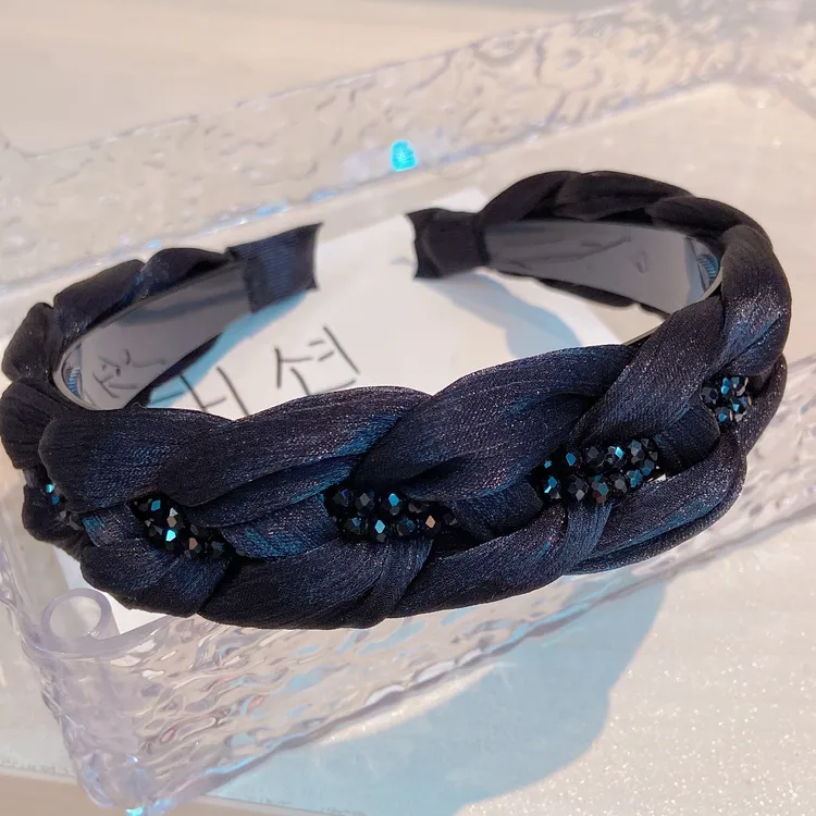 带齿韩国新款设计师款定制发箍百搭手工黑色麻花