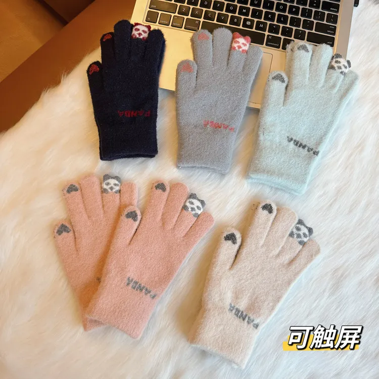 手套女冬季针织毛线保暖骑行开车防寒韩版触屏秋冬加厚学生可爱商品图