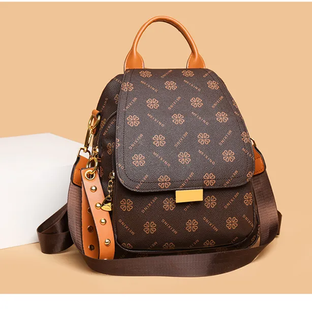 长26宽11高28经典百搭休闲棕色双肩包女复古双肩包双肩包女背包包