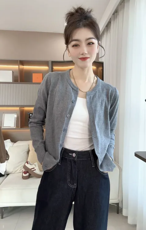 【现货】两小吱《香草奶盖》百搭软糯糯针织开衫上衣毛衣B4-10商品图