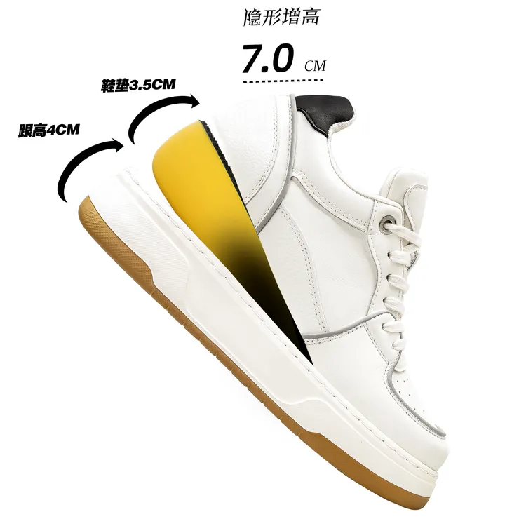 隐形内增高-新款休闲运动白板鞋男鞋8厘米厚底潮流增高鞋鞋子男