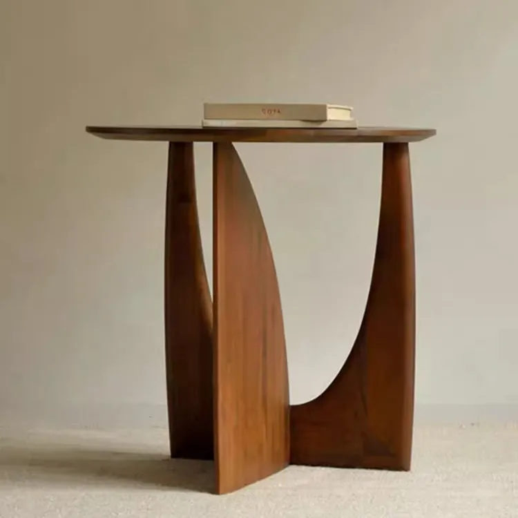 北欧诧寂风极简现代简约圆形创意原木边几客厅家用