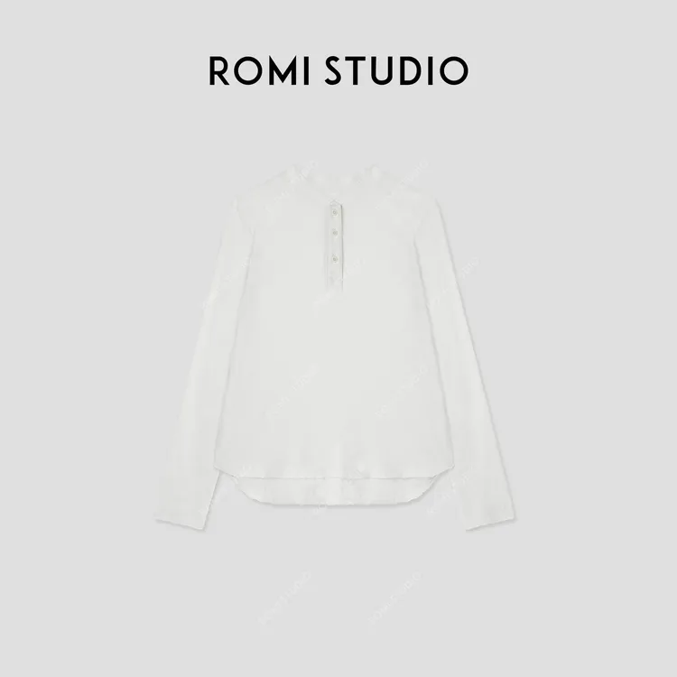 ROMI STUDIO “亨利经典”竹节棉亨利领百搭长袖打底T恤421G9029