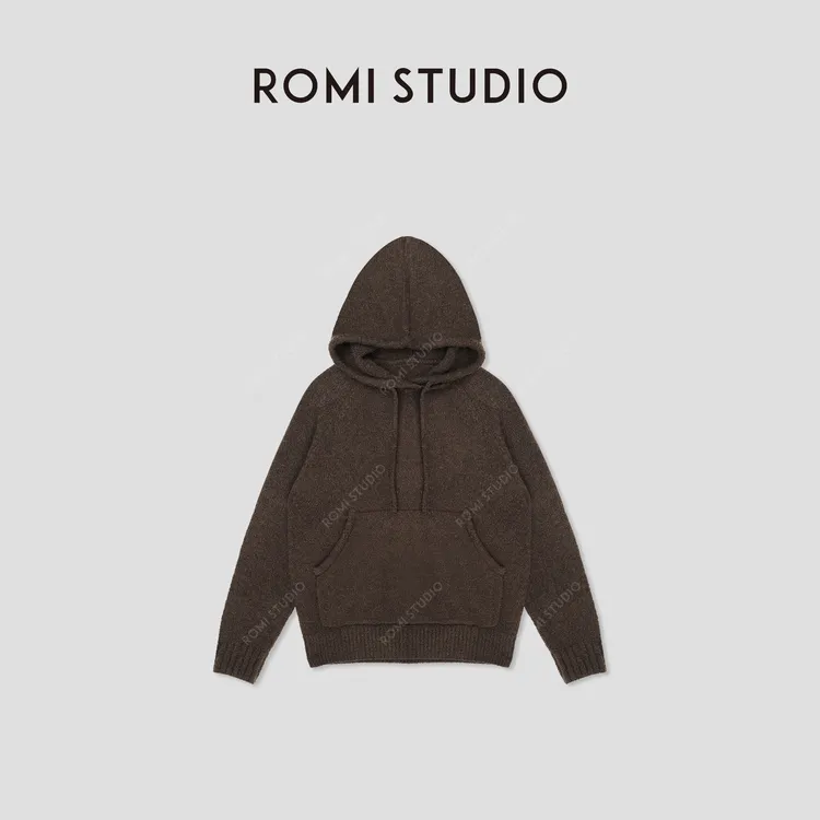 ROMI STUDIO“ 美拉德” 绵羊毛混纺软糯连帽慵懒针织毛衣 23AWM390