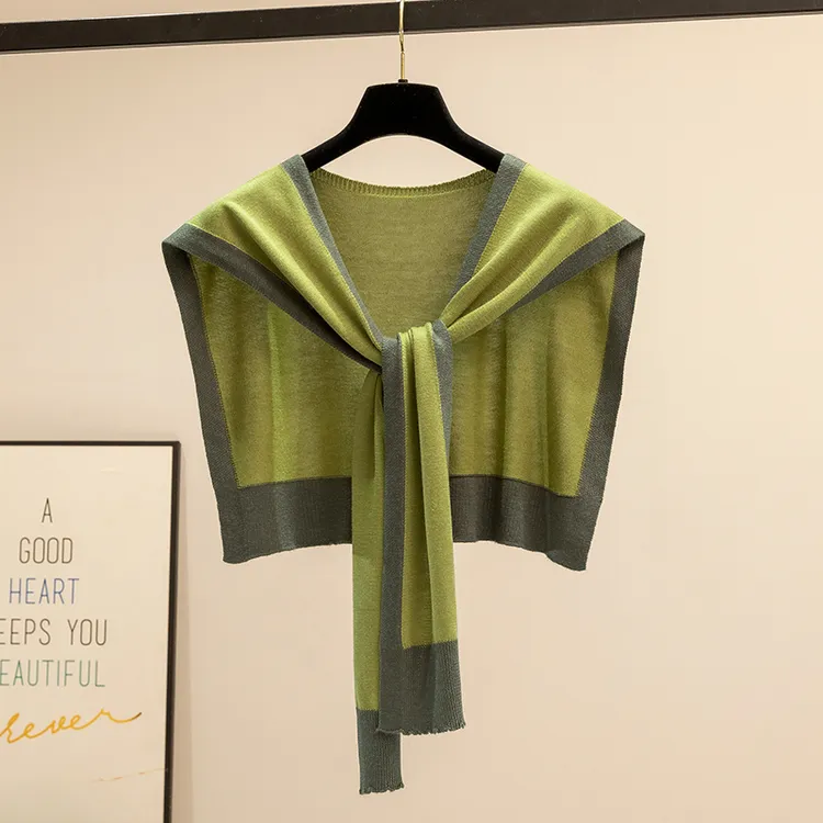 拼色小香风黑白春秋针织网红披肩女外搭空调房坎肩搭肩护肩假领子