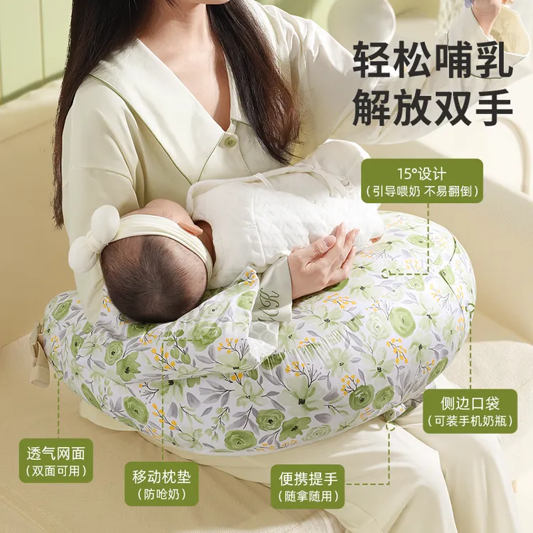 哺乳枕头母乳亲喂护腰靠垫抱喂奶神器防吐新生儿二合一斜坡垫四季商品图