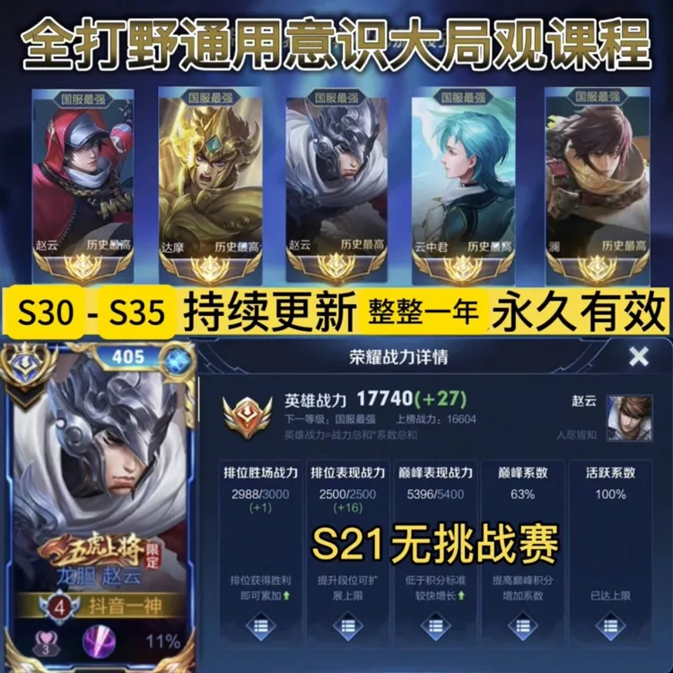【一神出品】王者荣耀全打野通用意识大局观课程提升持续