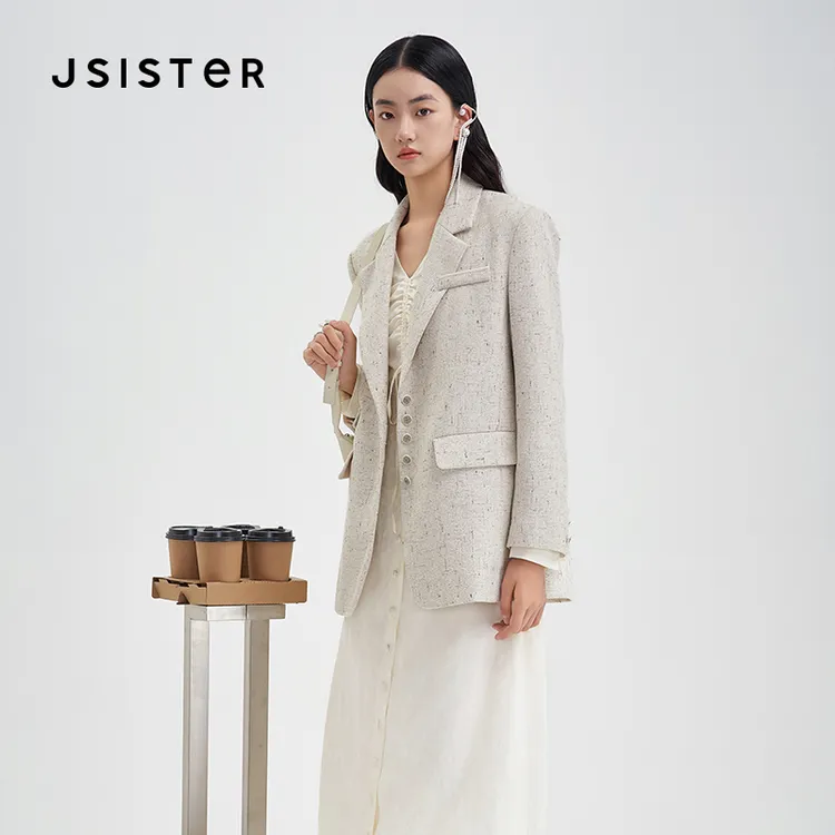 jsister秋季新款西装 JS女装时尚百搭中长款外套
