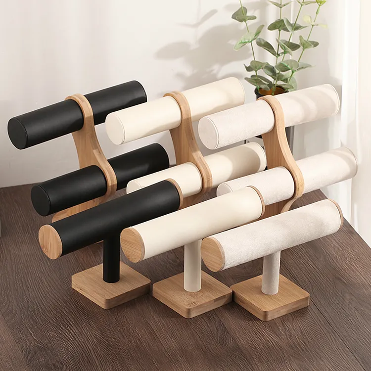 竹木手镯家用饰品手表手链收纳架珠宝复古首饰发圈陈列道具立式