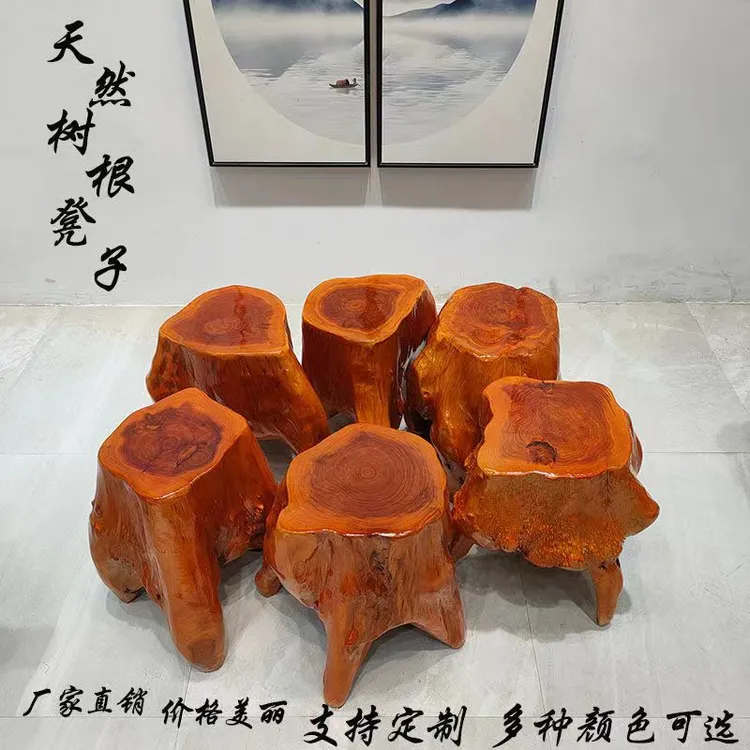 天然根雕实木三角凳子家用创意茶台承台换鞋凳花盆鱼缸底座