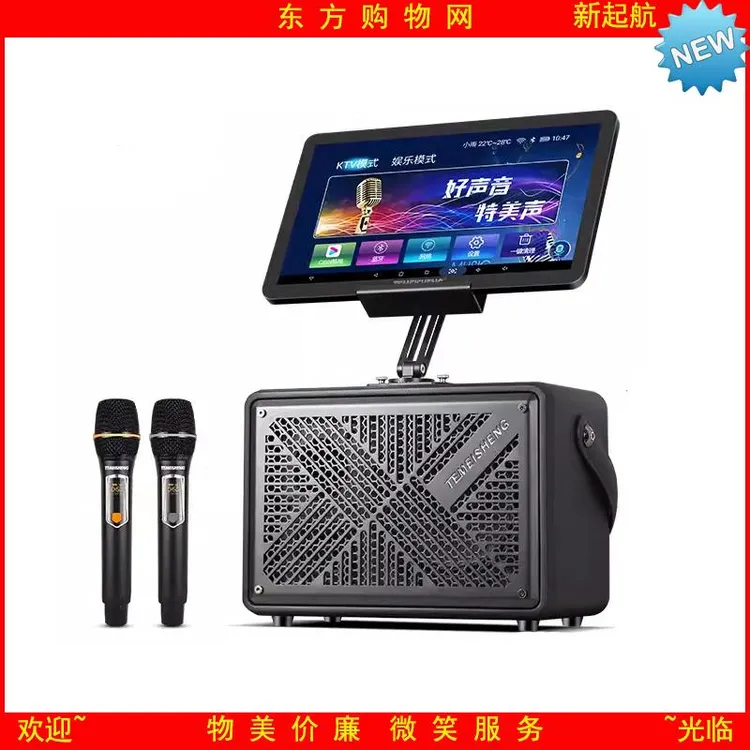 特美声广场舞视频音响带显示屏幕话筒KTV一体机麦克风K歌背带音箱