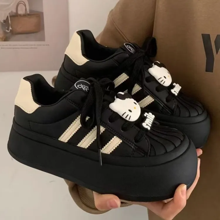 ABC女童德训板鞋2024新款春秋百搭增高休闲鞋学生透气软底运动鞋