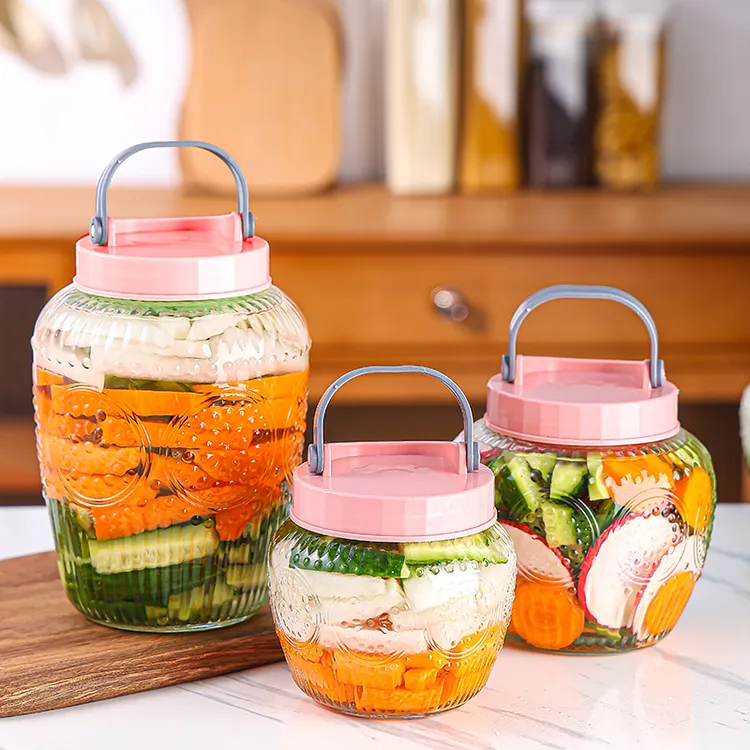 【三件套】家用大容量玻璃密封罐透明泡菜坛泡酒五谷杂粮储物罐