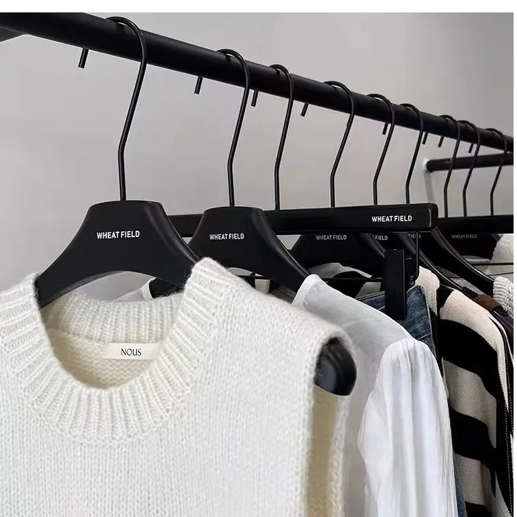 服装店衣架黑白塑料防滑衣撑女装专用哑光黑色衣架服装店专用黑色