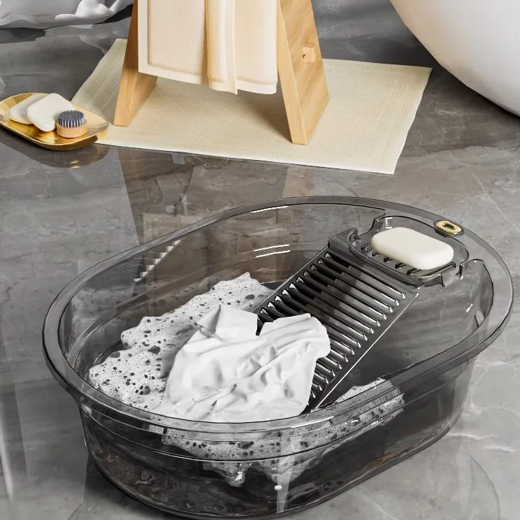 洗衣盆带搓衣板一体式家用大号塑料盆多功能洗衣桶加长加厚搓衣盆