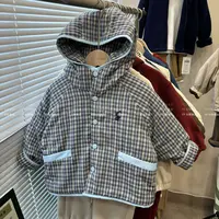 Y.Ystudio-儿童棉衣冬季新品男女童格子连帽棉衣宝宝个性刺绣棉袄