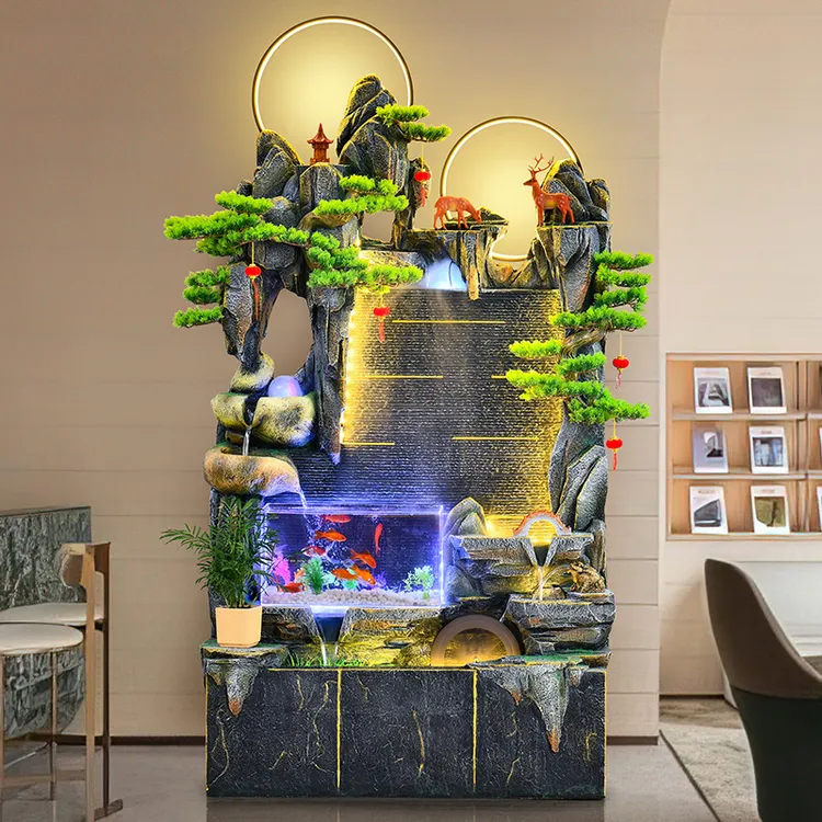 假山喷泉水幕墙流水屏风客厅阳台办公鱼缸循环水流水落地摆件乔迁