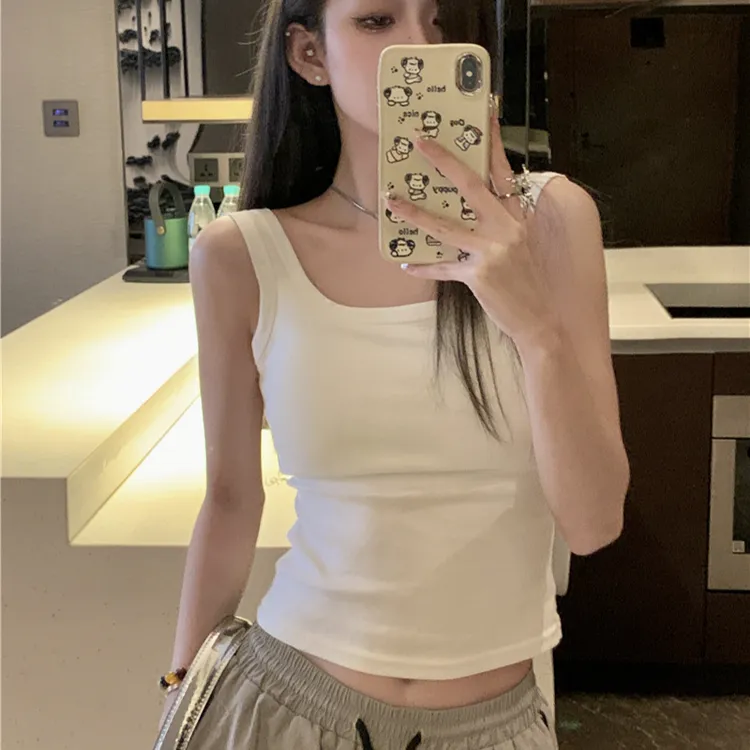 夏季新款纯色小吊带背心带胸垫外穿内搭打底修身显瘦百搭运动上衣