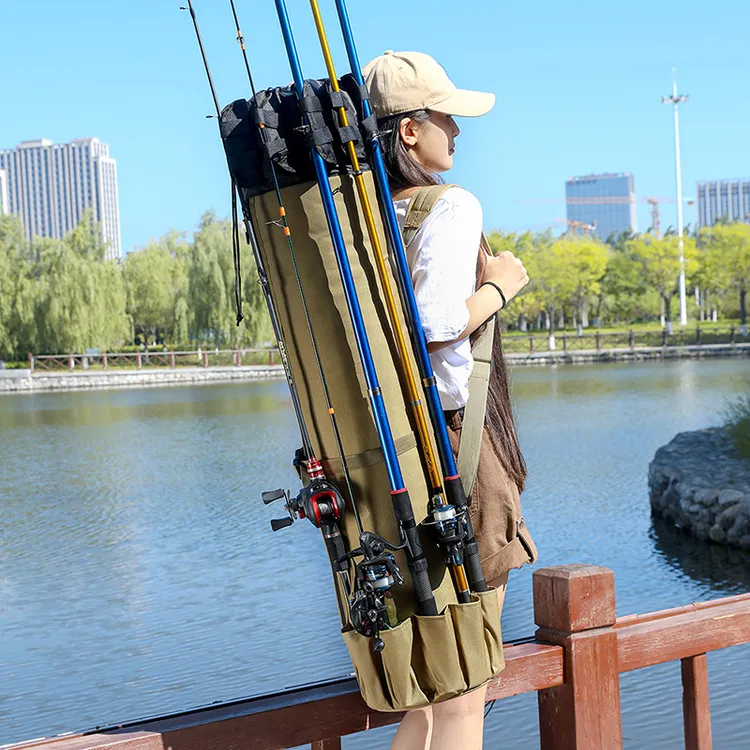 外贸渔具包耐用鱼竿包杆路亚钓鱼背包海竿包多功能加宽垂钓用品