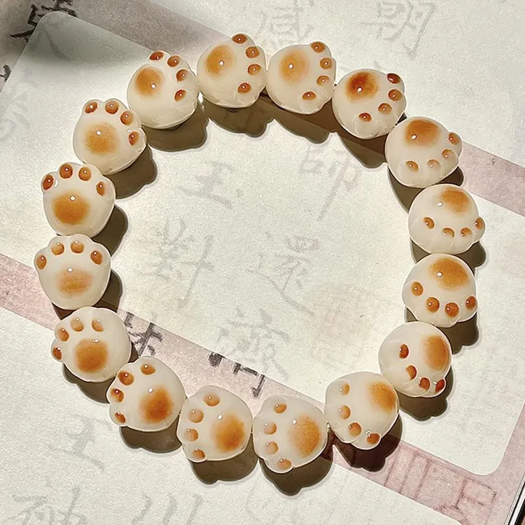 【猫爪菩提】炭烧菩提手串雕刻猫咪天然菩提子盘玩绕指柔文玩手串