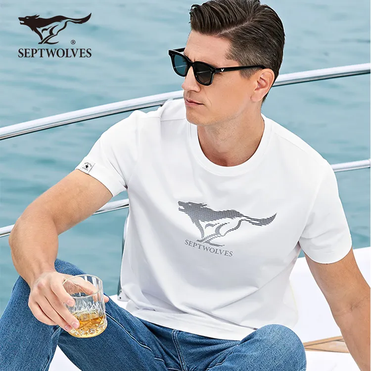 【凉感索罗娜】七匹狼短袖t恤男士夏款冰丝T恤官方正品宽松圆领凉感