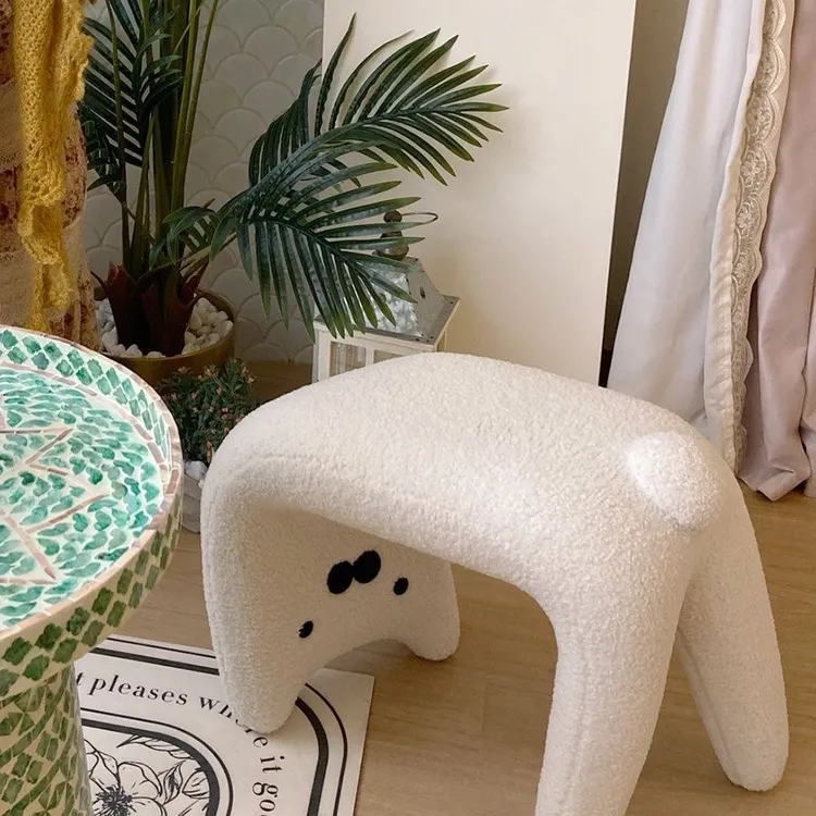 液体猫咪换鞋凳动物网红羊羔毛凳化妆凳梳妆凳玄关凳进门口入戶凳