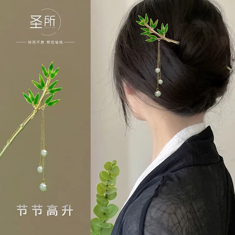 古风发簪盘发高级感金属花朵流苏气质百搭铃兰珍珠发钗汉发饰品女