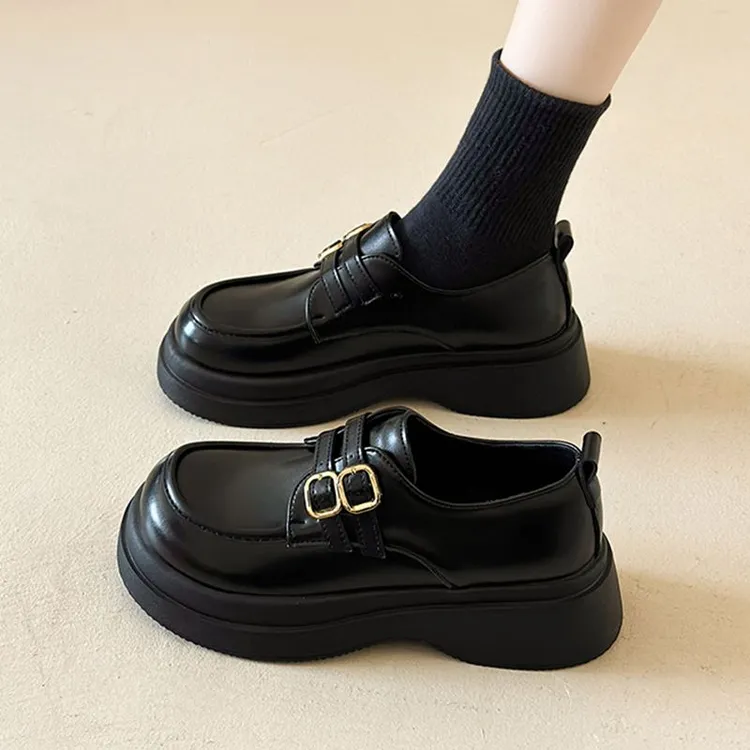 厚底小皮鞋女英伦风2026年春秋新款ins百搭黑色复古小众增高单鞋商品图