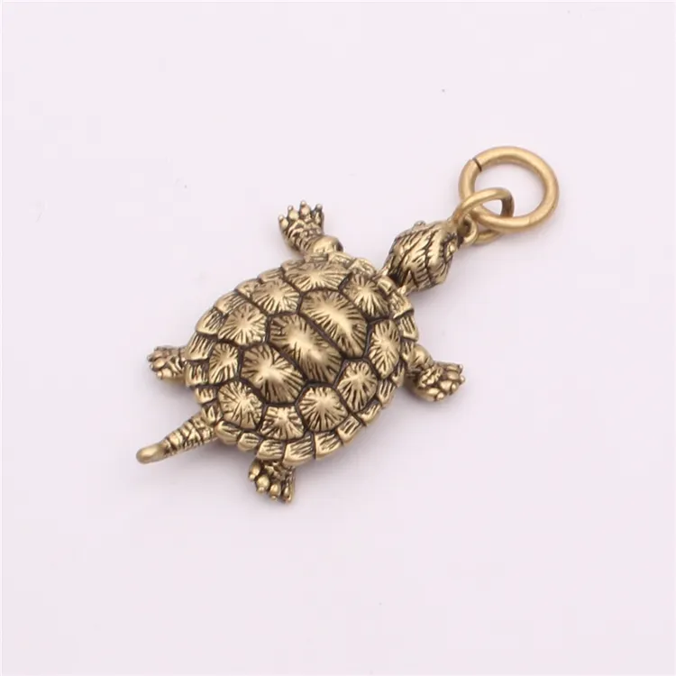 古匠铜楼纯黄铜乌龟活动钥匙扣情人节七夕情侣小挂件吊坠车挂饰品