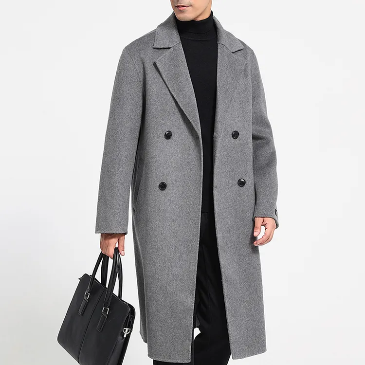 111过膝100%羊毛大衣男秋冬新款加厚双面呢子外套长款羊毛大衣男