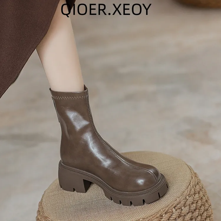 百搭新款秋冬加绒马丁靴女英伦风厚底短靴子潮短靴爆款春秋瘦瘦靴