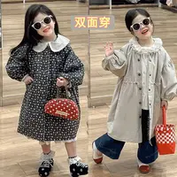 【两面穿】女童春季新款风衣休闲百搭女宝宝韩版百搭抽绳风衣