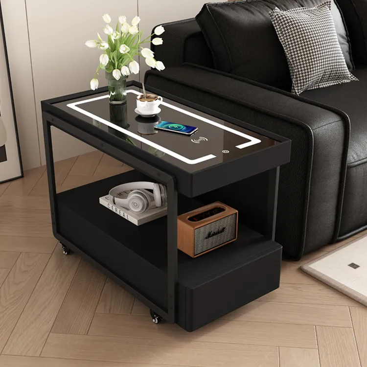 可移动沙发边柜轻奢实木多功能茶几阳台沙发边几现代简约客厅茶几