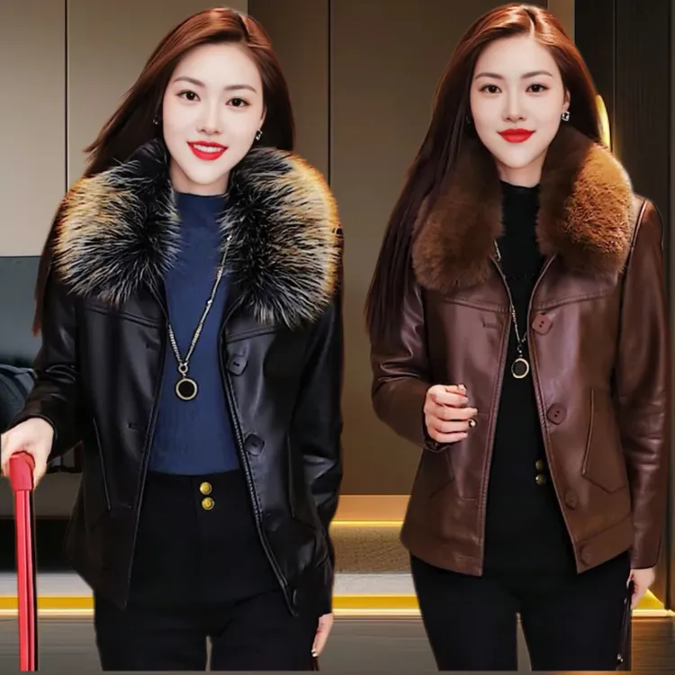 秋季新款时尚翻领洋气百搭显瘦新款女士韩版休闲9610皮外套皮衣