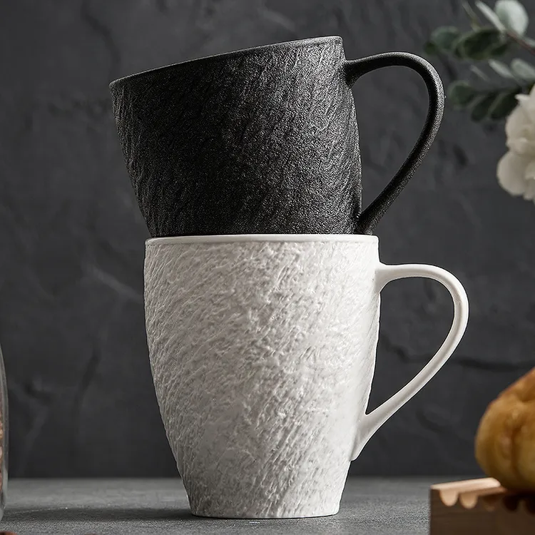 北欧岩石纹简约风陶瓷水杯大容量马克杯北欧情侣对杯