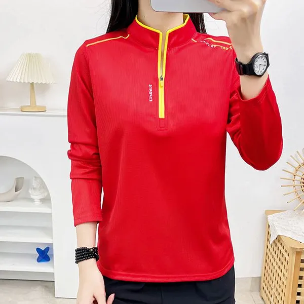 户外速干衣长袖上衣立领透气运动跑步健身修身吸汗T恤新款夏季薄