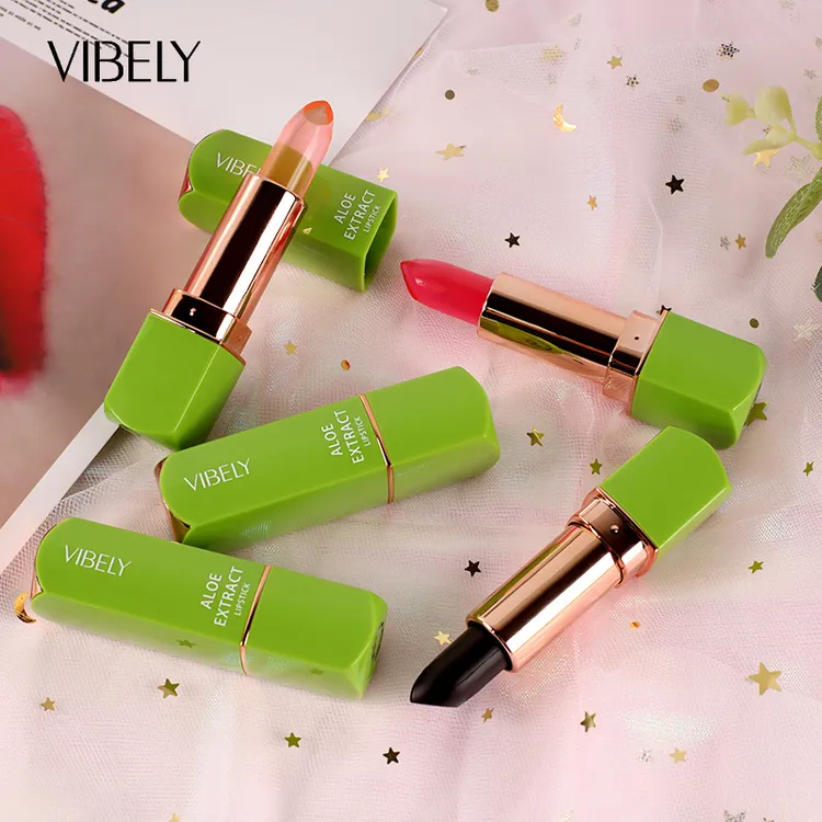 VIBELY芦荟果冻温变口红不易掉色淡化唇纹千人千色口红