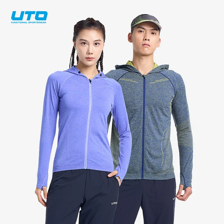 UTO/悠途向峰运动连帽拉链衫男女款春秋户外休闲弹力舒适长袖T恤