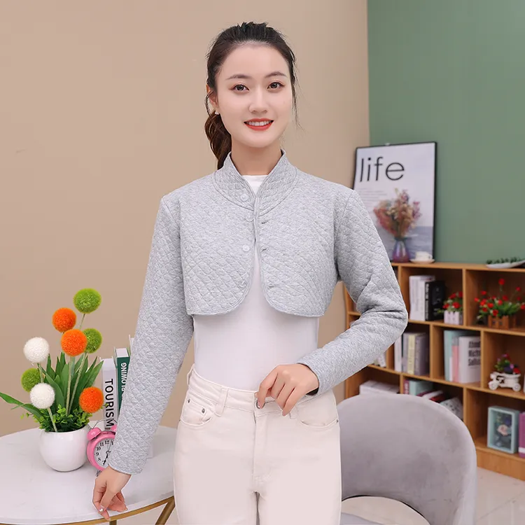 中老年女装长袖护肩妈妈防寒保暖坎肩春秋短款小马甲