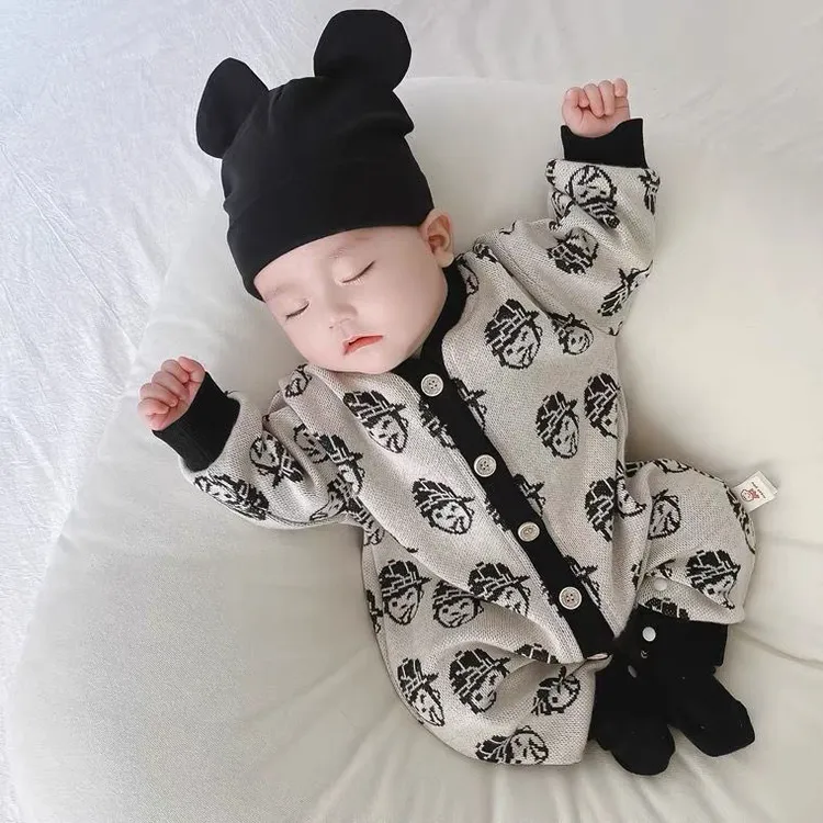 秋季新款婴儿连体衣春秋宝宝爬服新生儿洋气男女宝宝韩版外出哈衣